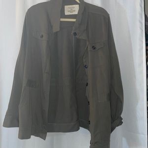 Hunter green cotton shacket